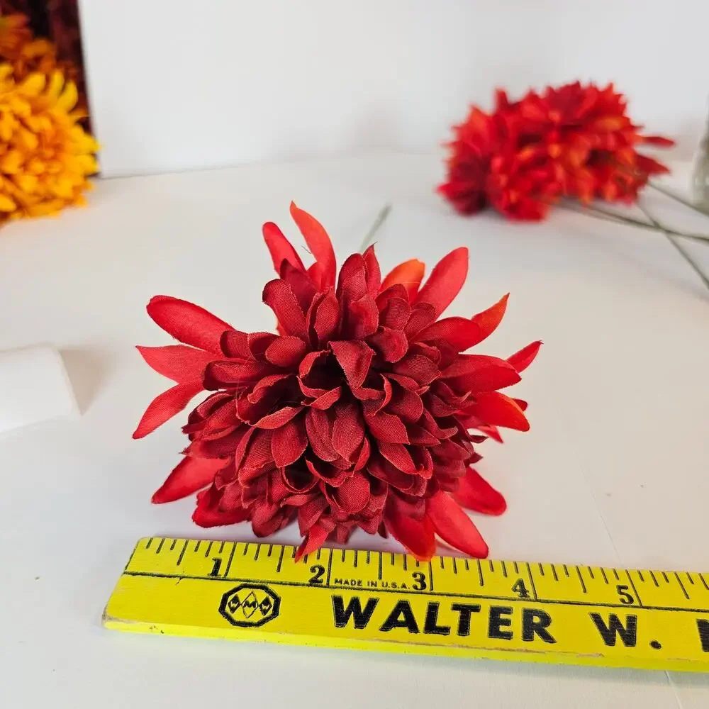 Red Artificial Chrysanthemum Mum Flowers 16 Stems Silk Floral Wedding Fall Home